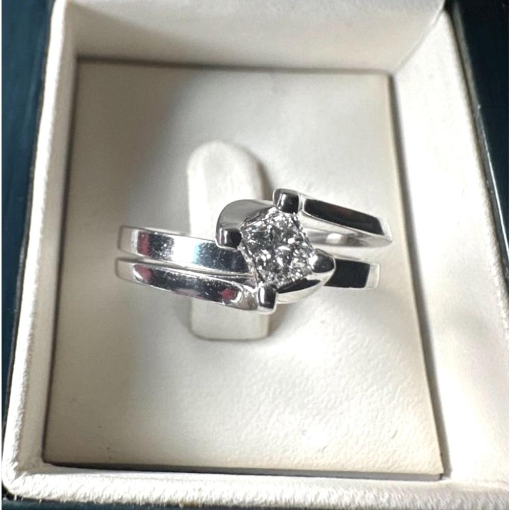 ✨💍Unused Bride & Groom 14k white gold engagement ring set💍✨